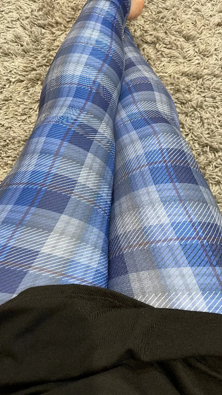 Blue Plaid Legging Traditional Women's 