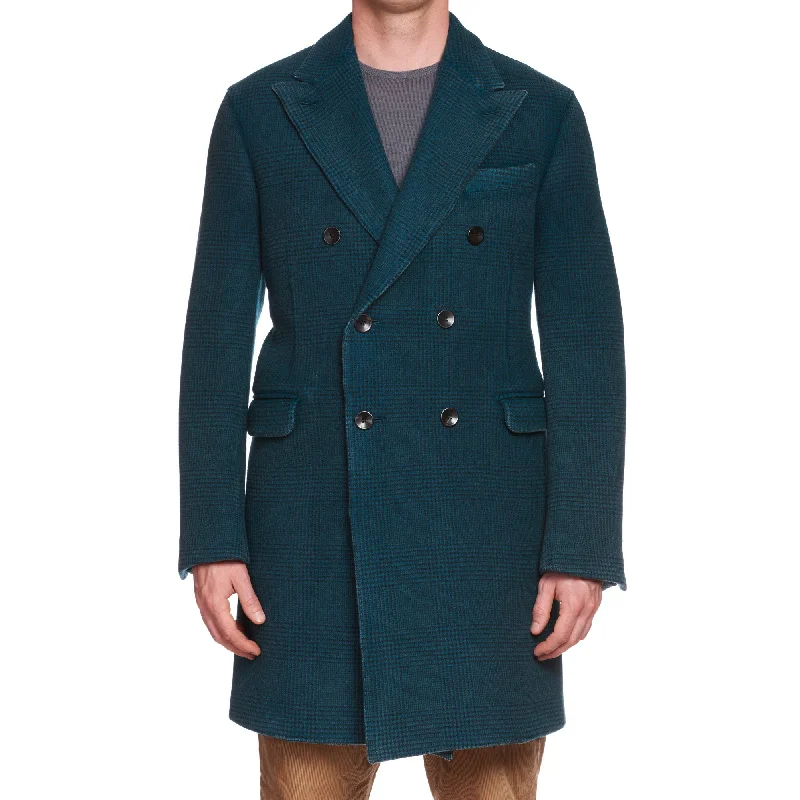 BOGLIOLI Milano Green Glen Plaid Wool Flannel Unlined DB Coat EU 50 NEW US 40 Modern Women's Tech