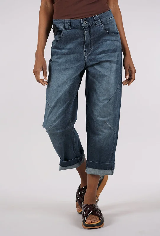 Curved Jeans, Blue Unique Women's Upcycled