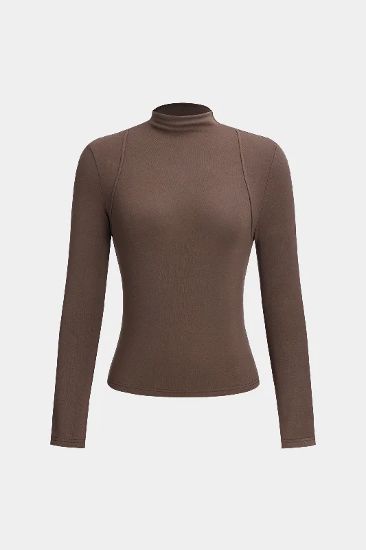 Mock Neck Long-Sleeve Top Earthy Women's Hemp - based
