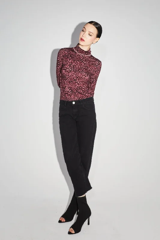 Imprevu Alex Straight Black Denim Bold Women's Animal Print