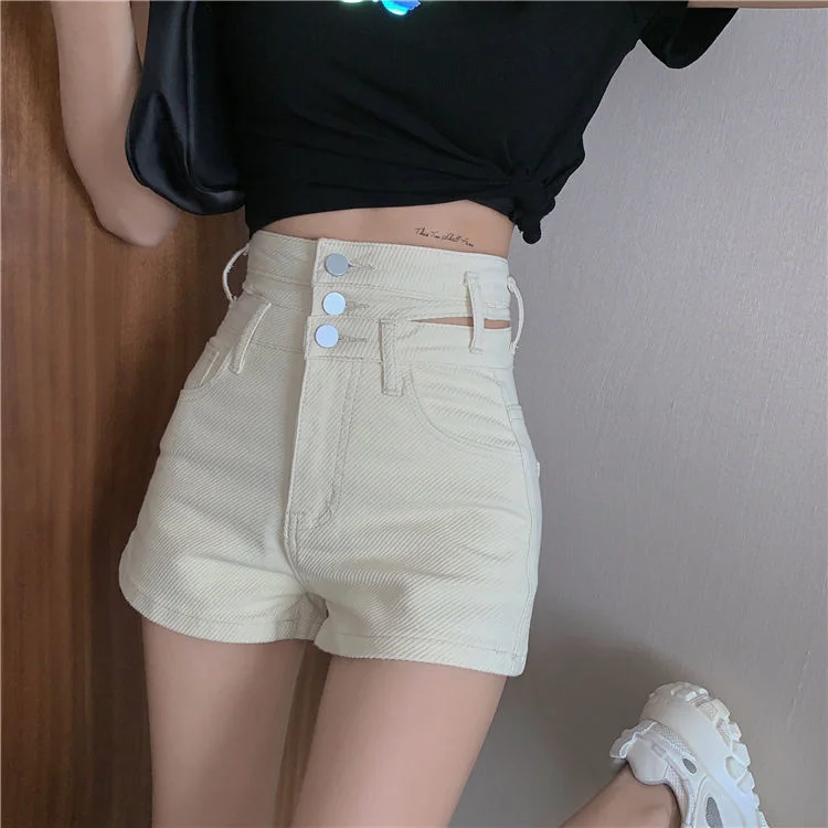 KittenAlarm - Fashion Korean Distressed Sexy Vintage Aesthetic High Waist Trendy Hot Casual Women's Jeans Short Pants Denim Shorts Summer Vacation