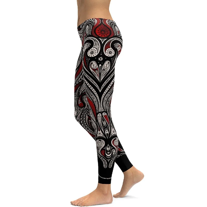 Ornament Pattern Leggings Scandinavian