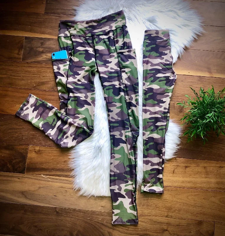 Camo Pocket Mommy & Me Leggings Feminine Women's Style 