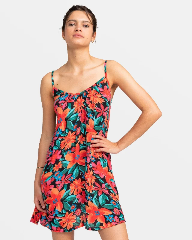 Spring Adventure Cover-Up Beach Dress - Anthracite Floral Fiesta French