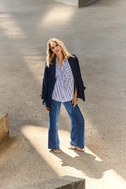 Joseph Ribkoff Denim Medium Blue Goldie | Classic Wide-Leg Stretch Jeans Sharp Women's Italian Joseph Ribkoff Denim Medium Blue Goldie | Classic Wide-Leg Stretch Jeans Sharp Women's Italian