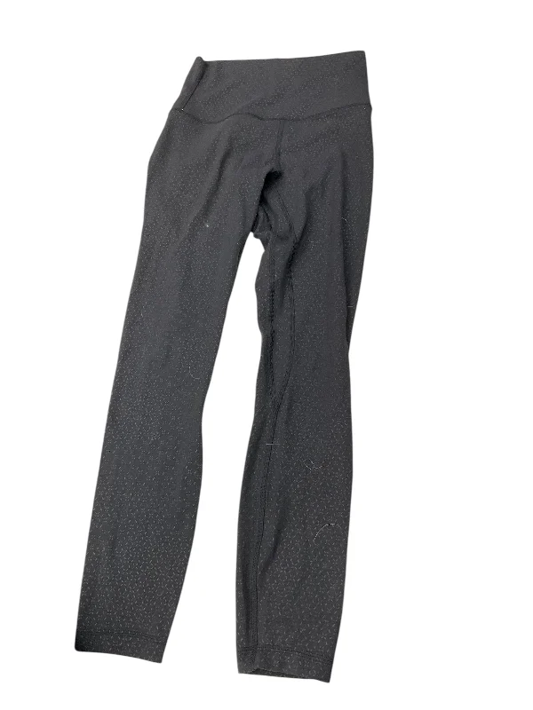 Athletic Leggings By Lululemon In Black, Size: 4 Sleek Women's Metallic