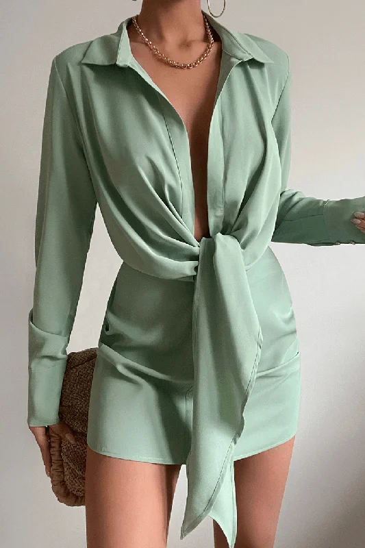 Aja Mini Dress - Matte Sage Modern Women's 