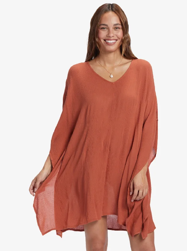 Moon Blessing Poncho - Baked Clay Earthy Women's Hemp - based