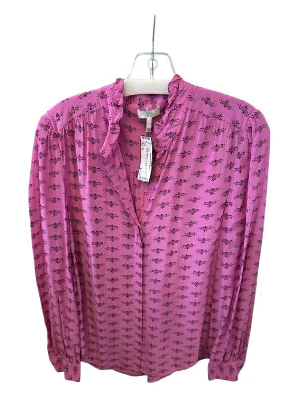 Joie Size S Purple & Maroon Viscose Long Sleeve Floral Button Down Top Sustainable Organic