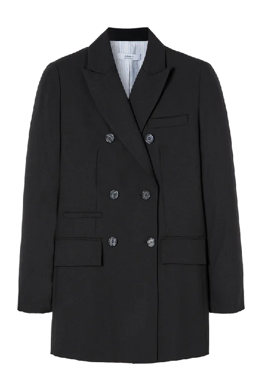 Double-breasted Wool Blazer | Black Cozy Women's Winter