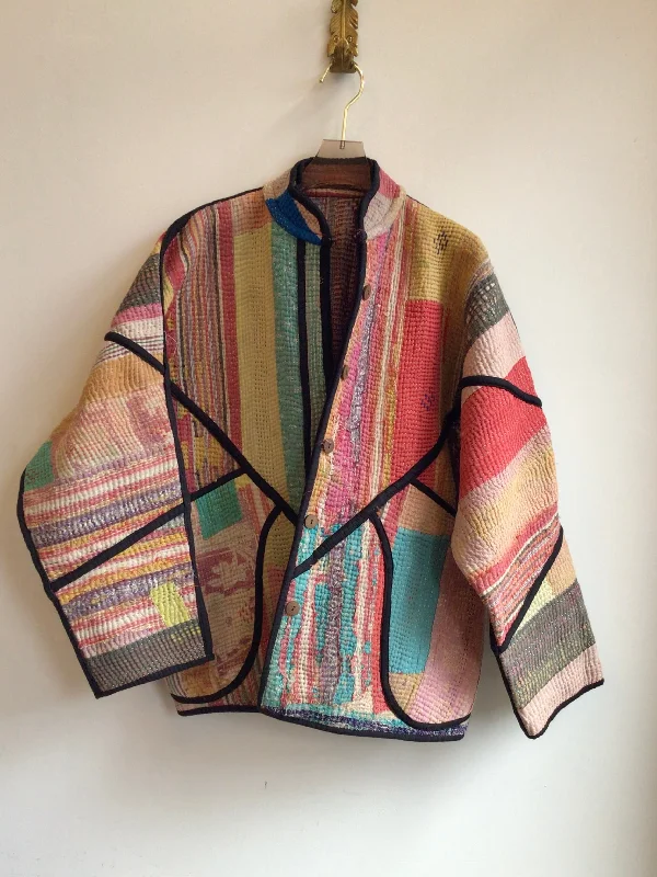 Ladhiya Quilted Jacket in Colors Pink, Tan, Blue, Yellow, Lavender, Orange & Pink, Yellow, Seafoam, Blue, Orange Minimalist Women's Casual