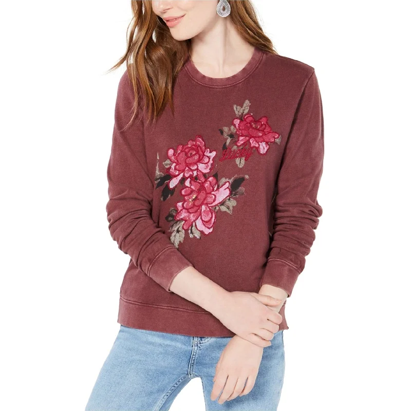 Lucky Brand Womens Floral Embroidered Graphic Sweatshirt, Purple, X-Small Rugged Women's Outdoor 