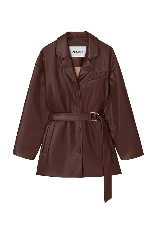 Liban Belted Alt-eather Padded Jacket Feminine Women's Style 