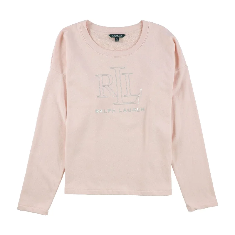 Ralph Lauren Womens Logo Sweatshirt, Pink, X-Large Preppy Women's College