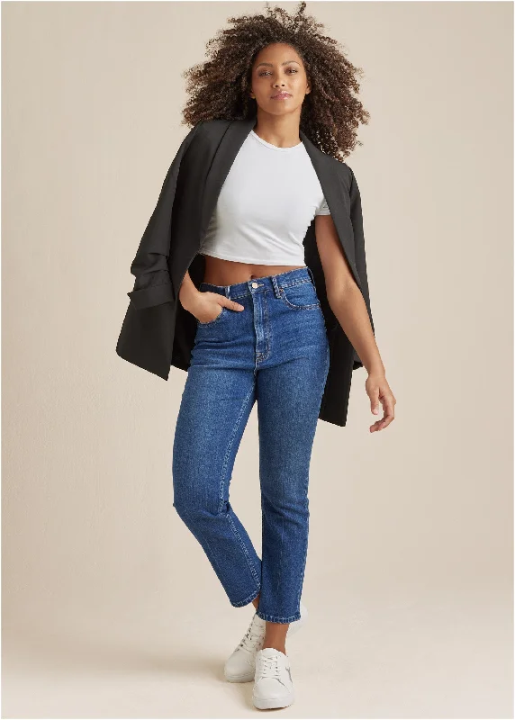 Straight Leg Jeans - Medium Wash Contemporary 