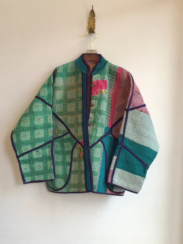 Reversible Ladhiya Quilted Jacket in Colors Pink, Orange, Blue, Teal & Green, Peacock Blue, Pink Classic Women's Tweed