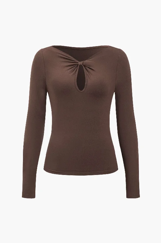 Cut Out Knot Long-Sleeve Top Hip Women's Urban