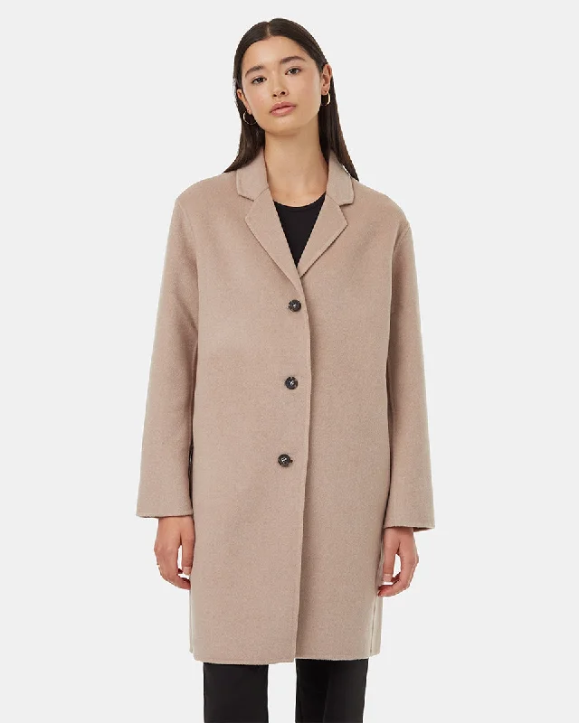 Wool Longline Coat Geometric