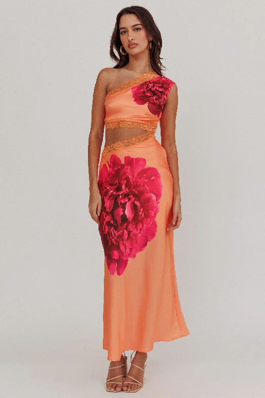 Mahli One-Shoulder Cut-Out Maxi Dress Orange Minimalist Women's Casual