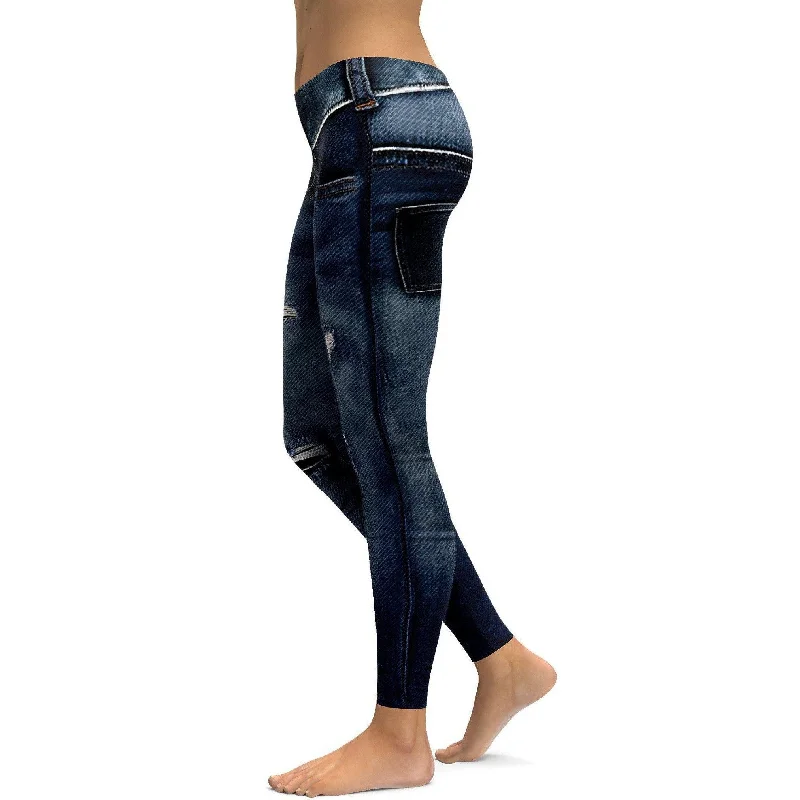 Realistic Denim Jeans Leggings Casual Women's Loose - fitting