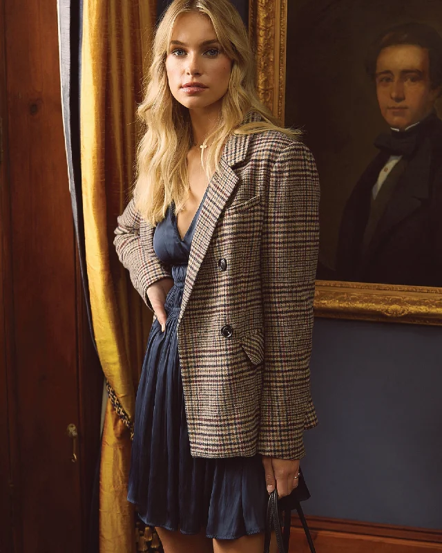 Piccadilly Wool Blend Plaid Blazer - Oat Earthy Women's 