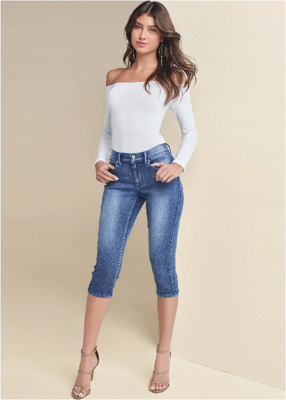 Cindy Capri Jeans - Medium Wash Athletic Women's 