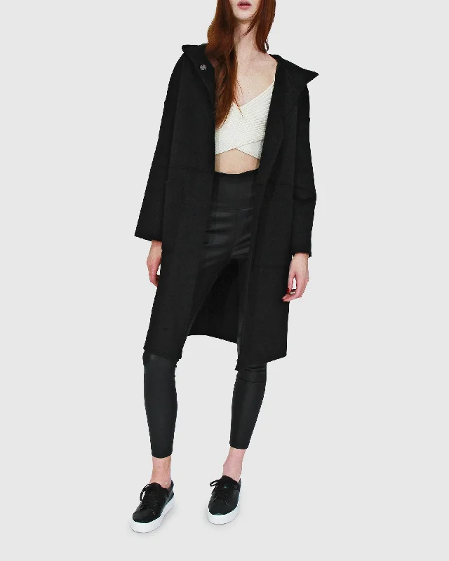 Sunday Morning Hooded Coat - Black Athletic Women's High - 