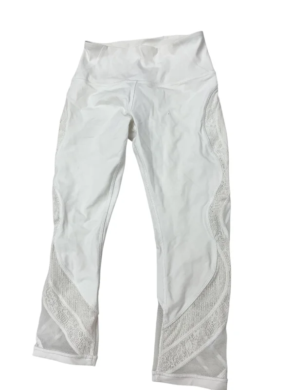 Athletic Leggings Capris By Lululemon In White, Size: 6 Sporty Women's Tennis
