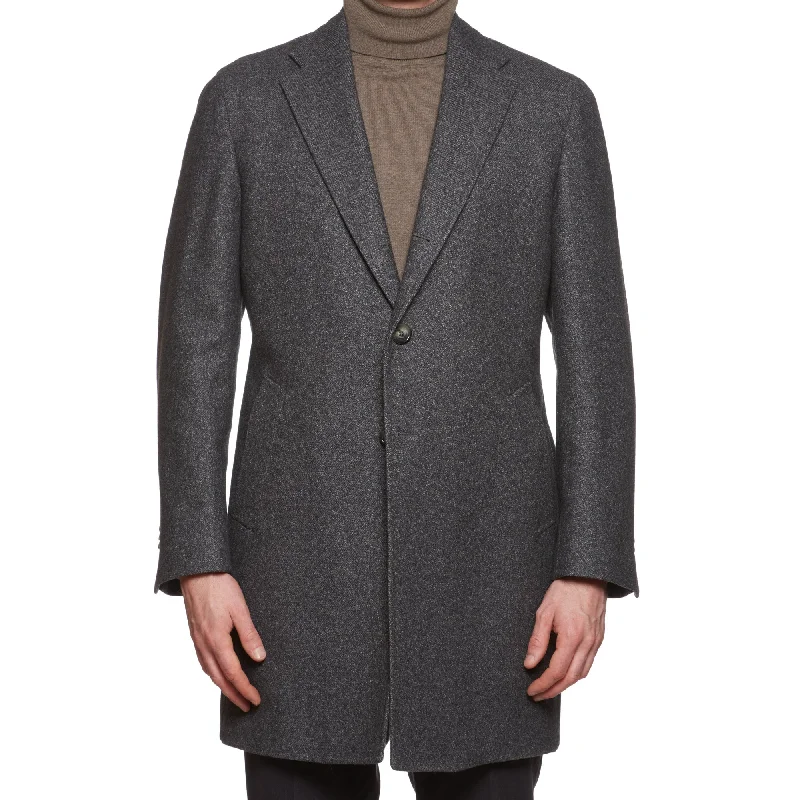 VINCENZO PALUMBO Napoli "Viky" Gray Wool Back Belted Coat EU 52 NEW US 42 performance VINCENZO PALUMBO Napoli "Viky" Gray Wool Back Belted Coat EU 52 NEW US 42 performance