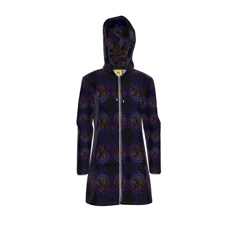 Floral Embosses: Roses 01 Patterned Ladies Designer Rain Coat Bold Women's Statement