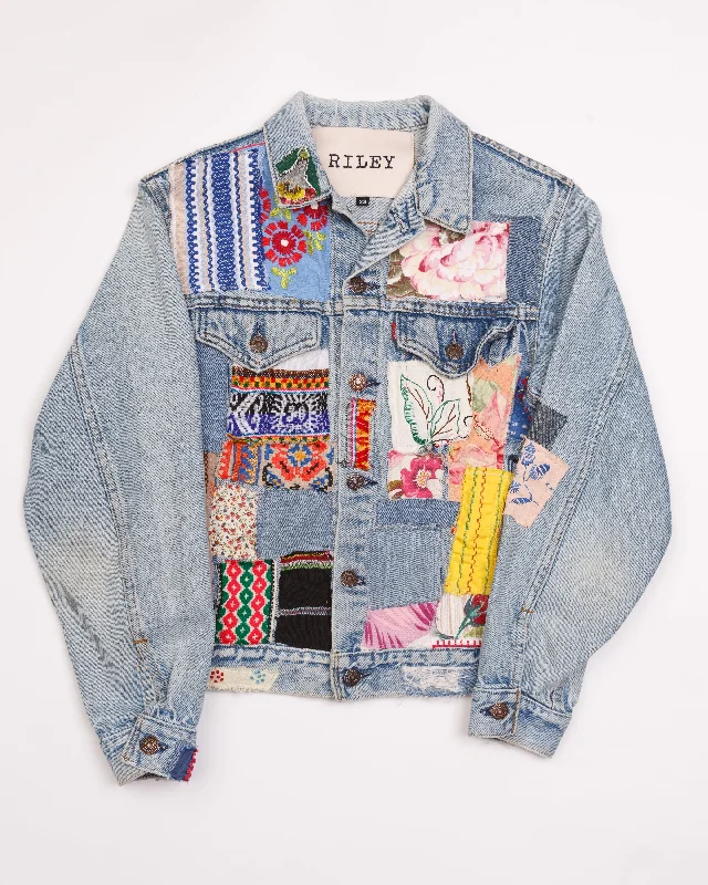 RILEY VINTAGE Totally Patched Up Trucker Jacket ships within 2 weeks Bohemian Women's Free RILEY VINTAGE Totally Patched Up Trucker Jacket ships within 2 weeks Bohemian Women's Free