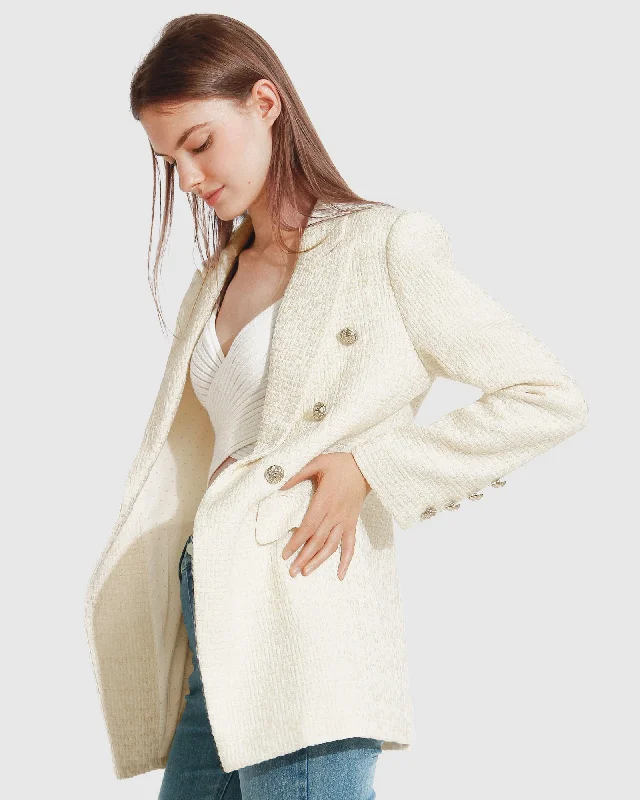 Princess Polina Tweed Blazer - Cream Sharp Women's Italian