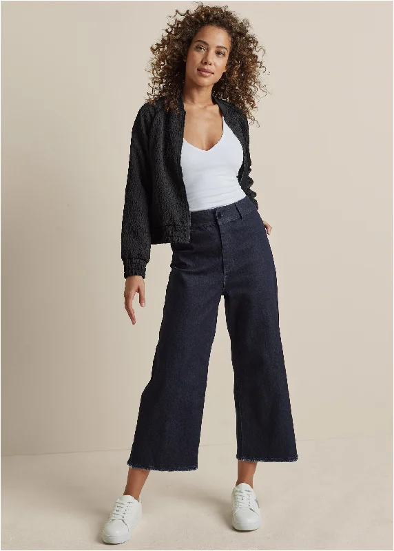 High Rise Wide Leg Jeans - Dark Wash Dynamic Women's Moto