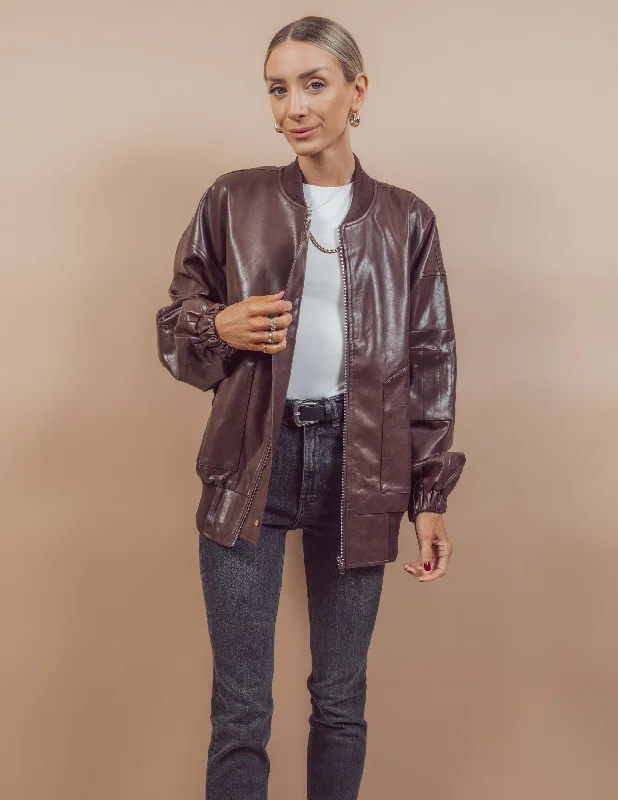 Mati Faux Leather Jacket Laid - back Women's Style