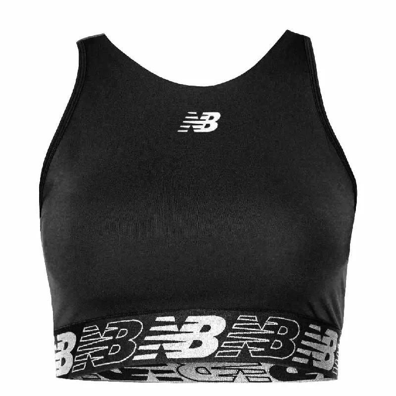 New Balance - Women's Relentless Crop Bra (WB31175 BK) Confident Women's High - fashion New Balance - Women's Relentless Crop Bra (WB31175 BK) Confident Women's High - fashion