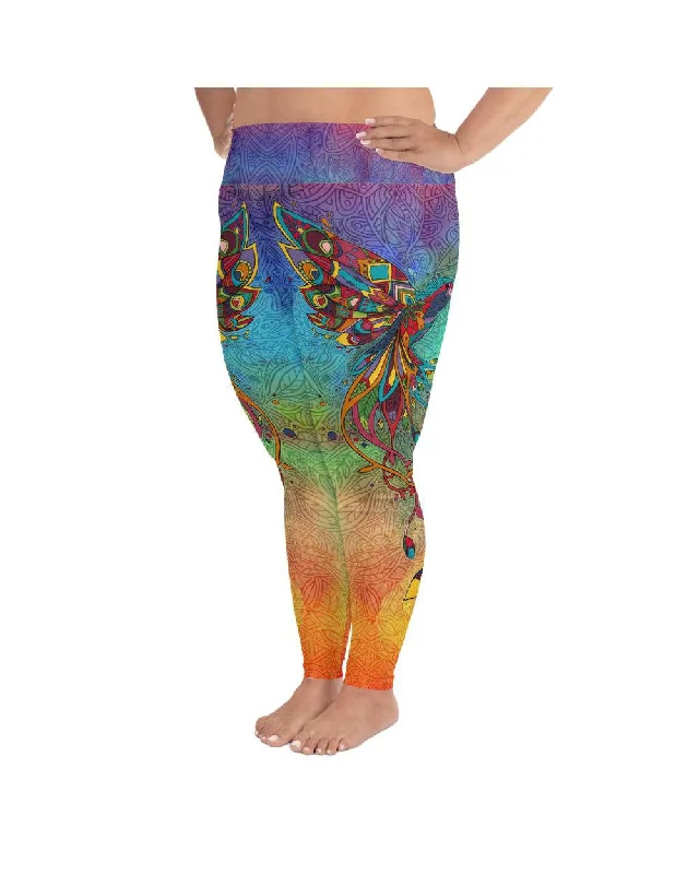 Ornamental Hummingbird Plus Size Leggings Bold Women's Statement