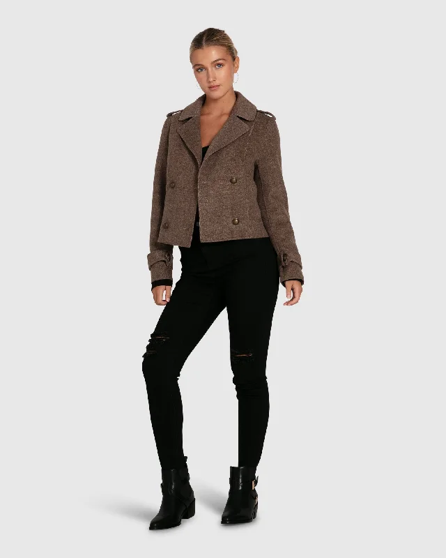 Better Off Military Peacoat - Walnut Artistic Women's Hand - painted
