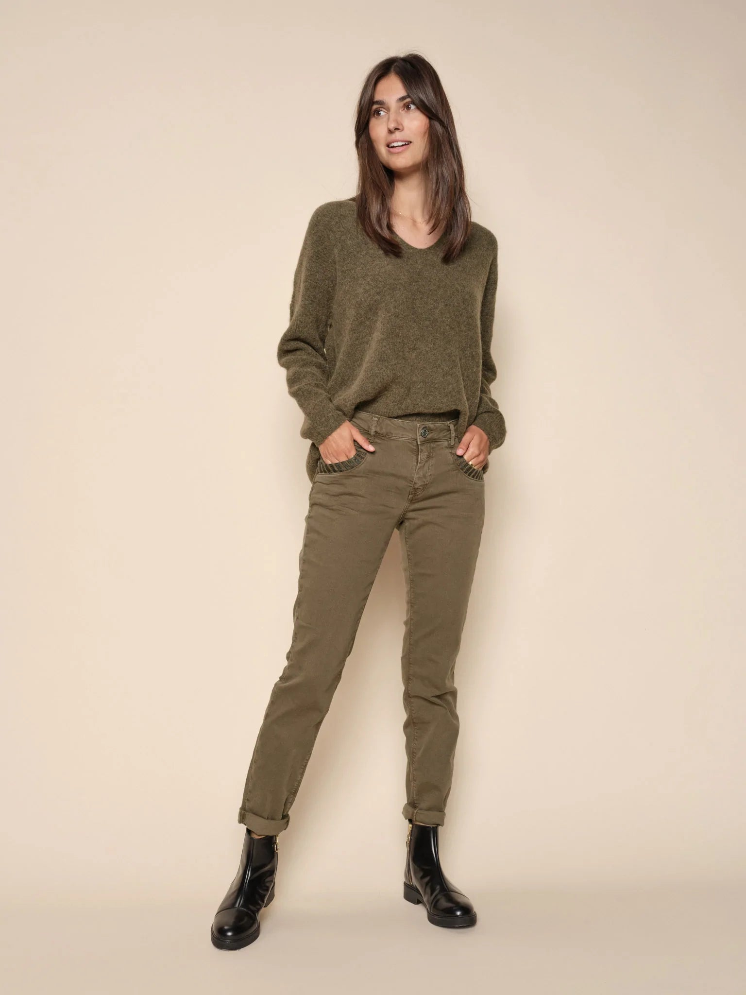 Mos Mosh Naomi Capers Green Colour Glow Pant Practical Women's Multi - 