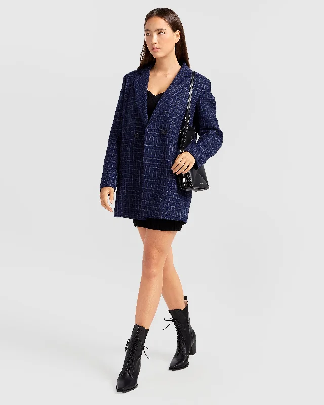 Cambridge Oversized Wool Blazer - Blue Stylish Women's Tropical 