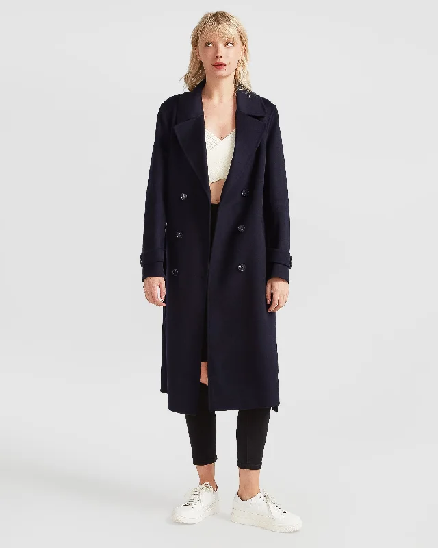 Front Runner Belted Coat - Navy Modern Women's 