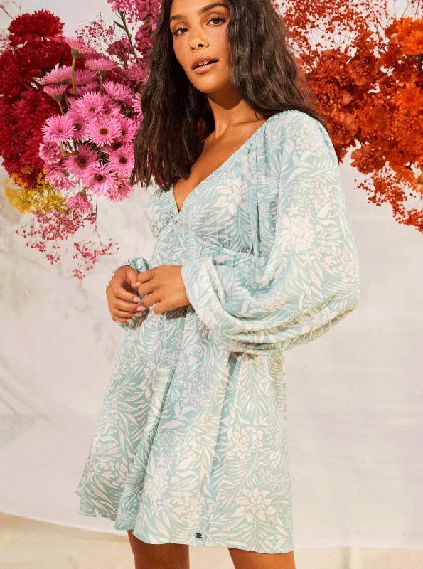 Sweetest Shores Puff Sleeve Dress - Blue Surf Planao Apparel Modern Women's 