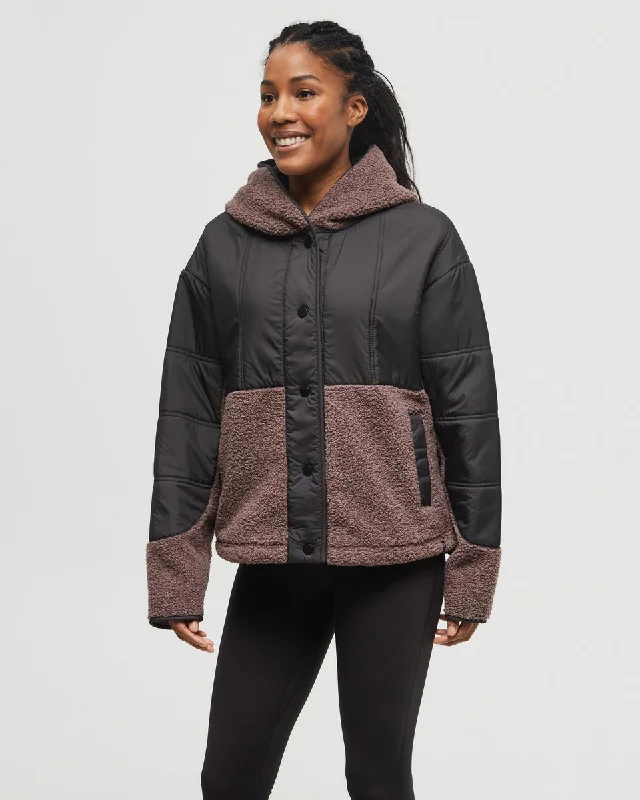 Recycled Boucle Full Snap Hoodie Dapper Women's 1920S
