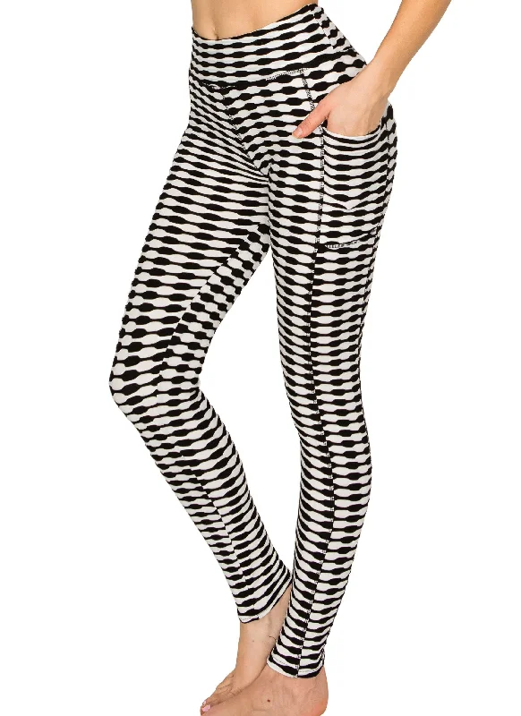 Textured 3D Booty Yoga Pants - High Waist Compression Slimming Butt Lift Patterned Pants with Pockets French