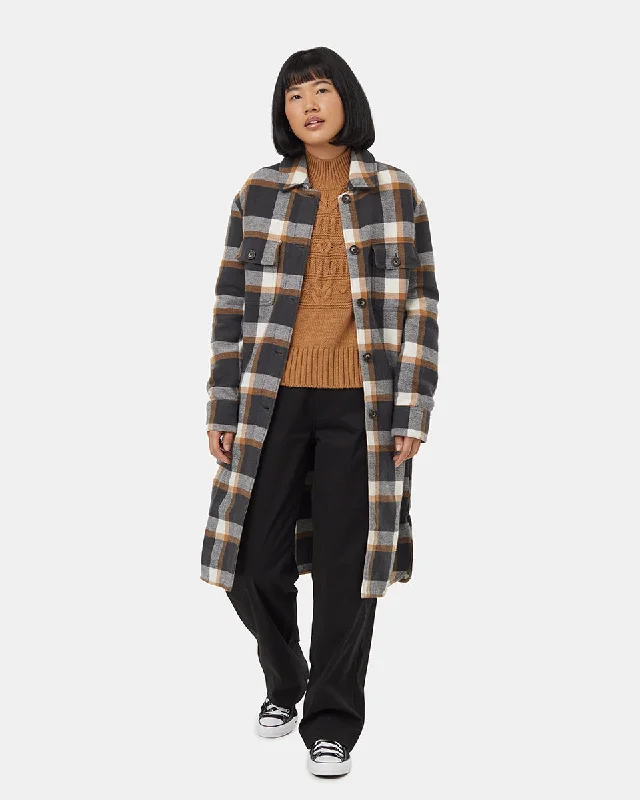 Heavy Weight Flannel Long Jacket Unique Women's Upcycled