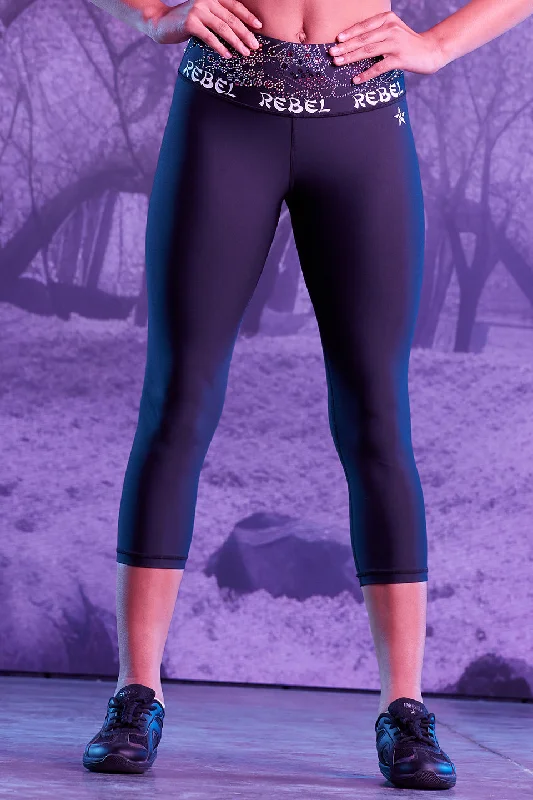 Cropped Crystal Couture Legging in Black Blossom - Special Order Dapper Women's Bow - adorned