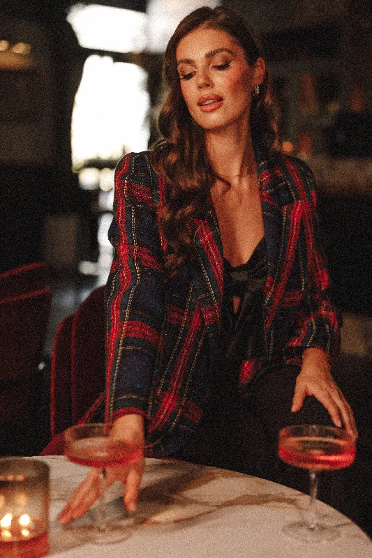 Vivienne Plaid Blazer - Red/Navy Multi Artistic Women's Avant - 