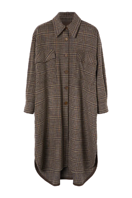 Checked Oversize Shirt Coat Sleek Women's 