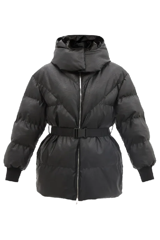 Kayla Hooded Quilted Faux Leather Jacket Artistic Women's Avant - 