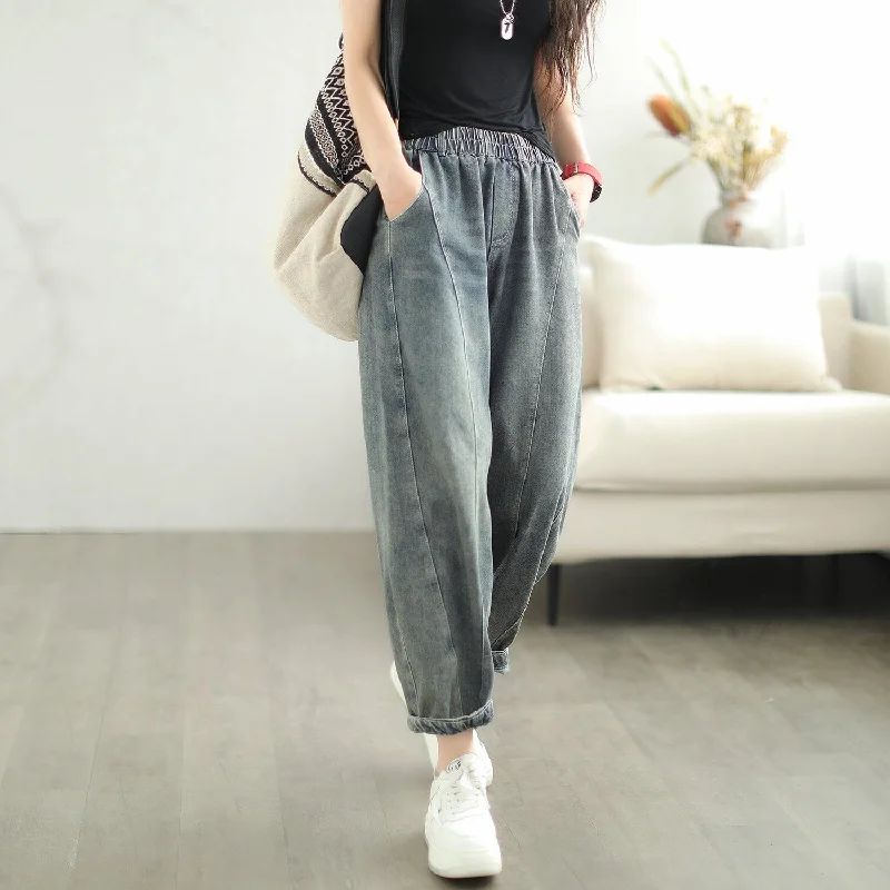 Women Autumn Loose Casual Harem Jeans Relaxed Women's Beachy